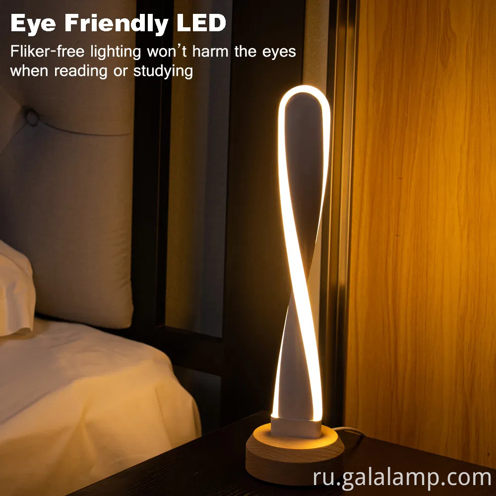 Интеллектуальная сплошная древесина, светодиодный ночной свет с уникальными функциями, USB -настольная лампа